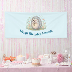 Niedlicher Igel mit Laterne zum Geburtstag Banner