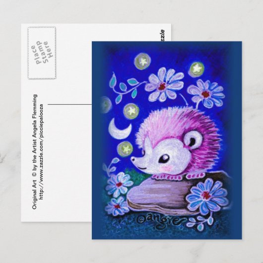 Niedlicher Igel mit Mond Postkarte (Vorne/Hinten)