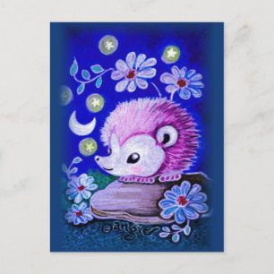 Niedlicher Igel mit Mond Postkarte