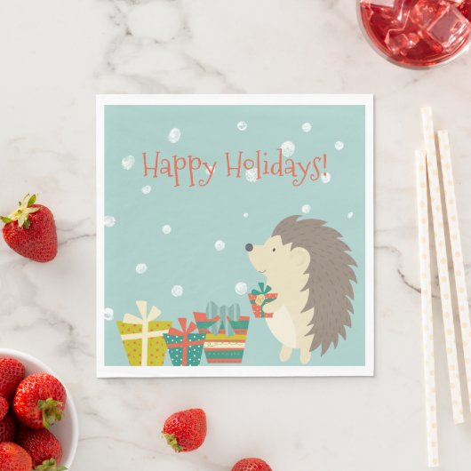 Niedlicher Igel mit Presents | Weihnachten Serviette (Beispiel)