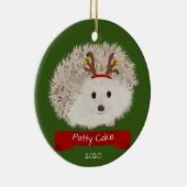 Niedlicher Igel mit Rentierhut Keramik Ornament (Rechts)