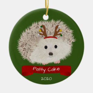 Niedlicher Igel mit Rentierhut Keramik Ornament