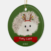 Niedlicher Igel mit Rentierhut Keramik Ornament (Links)