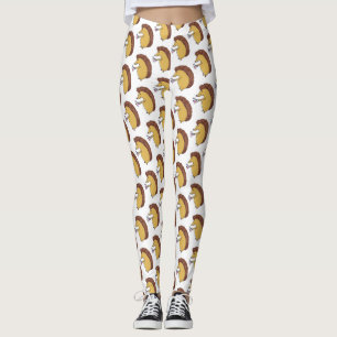 Niedlicher Igel mit Tasse mit heißem Getränk Legie Leggings