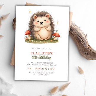 Niedlicher Igel Mushroom Geburtstagsparty Einladung