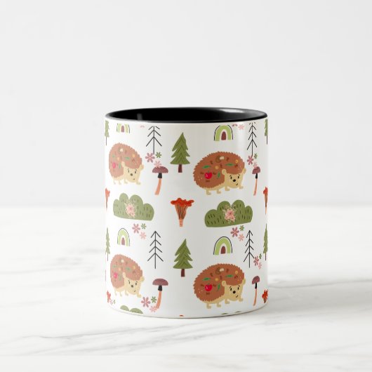 Niedlicher Igel Naturparcours Zweifarbige Tasse (Mittel)