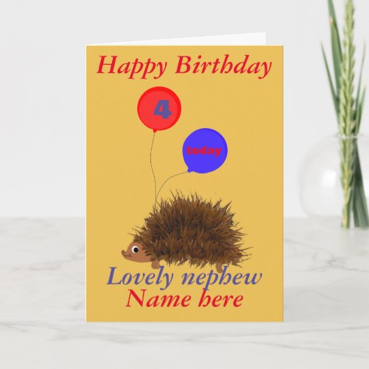 Niedlicher Igel Nephew Geburtstag Karte (Vorderseite)