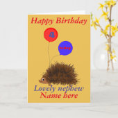Niedlicher Igel Nephew Geburtstag Karte (Gelbe Blume)