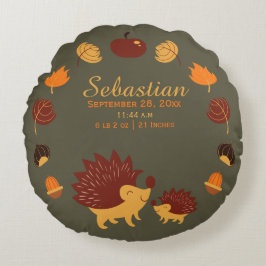 Niedlicher Igel Neue Baby-Geburtsakte Personalisie Rundes Kissen