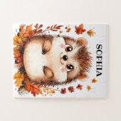 Niedlicher Igel Personalisiert Name Moderner Tierf Puzzle (Horizontal)