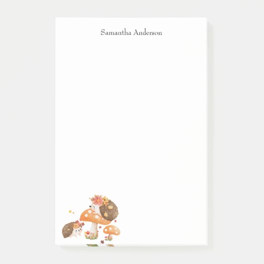 Niedlicher Igel Personalisiert Post-it Klebezettel (Vorderseite)