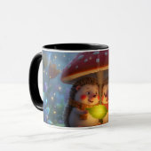 Niedlicher Igel-Pilz-Wald-Kaffeebecher Tasse (Vorderseite Links)