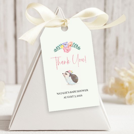 Niedlicher Igel Pink Baby DuschgiftTags Geschenkanhänger