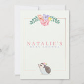 Niedlicher Igel Pink Baby Girl Babydusche Einladung (Rückseite)