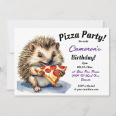 Niedlicher Igel Pizza Party Geburtstag Einladung (Vorderseite)