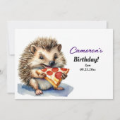 Niedlicher Igel Pizza Party Geburtstag Einladung (Rückseite)