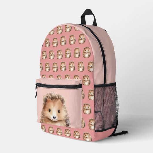 Niedlicher Igel Rosa Bedruckter Rucksack (Rückseitige Ecke Rechts)