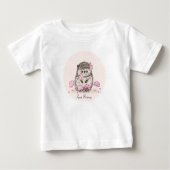 Niedlicher Igel Rosa Blume Name Baby T-shirt (Vorderseite)