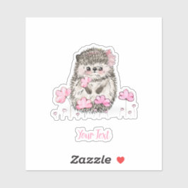 Niedlicher Igel Rosa Blume Text Aufkleber