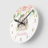 Niedlicher Igel Rosa Blütenfarben Runde Wanduhr (Winkel)