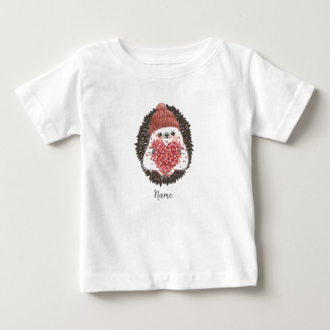 Niedlicher Igel Rosa Herzname Baby T-shirt (Vorderseite)