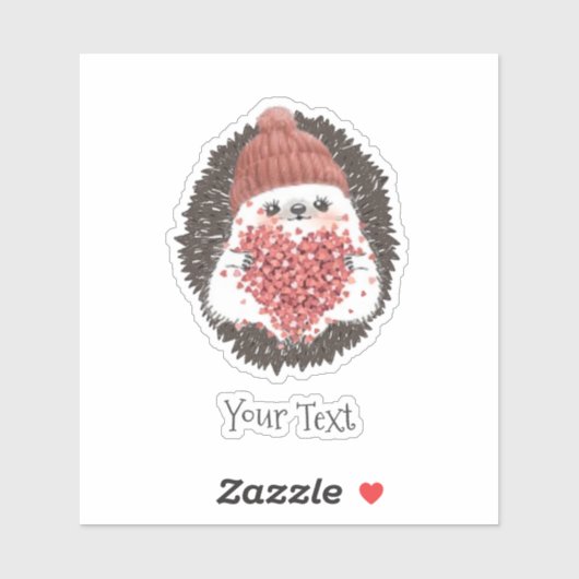 Niedlicher Igel Rosa Herztext Aufkleber (Blatt)