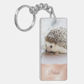 Niedlicher Igel Rose Gold Monogramm Schlüsselanhänger (Vorderseite links)