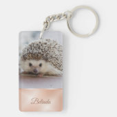 Niedlicher Igel Rose Gold Monogramm Schlüsselanhänger (Rückseite)