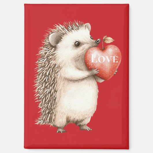 Niedlicher Igel Rotes Herz Liebe Magnet (Vorderseite)