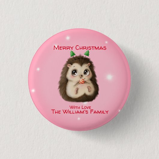 niedlicher Igel - Schaltfläche "Weihnachten" Button (Vorderseite)