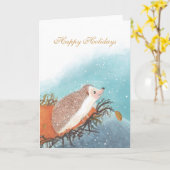 Niedlicher Igel & Schneeflocken Happy Holidays Karte (Gelbe Blume)