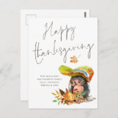 Niedlicher Igel Script Happy Thanksgiving Postkarte (Vorne/Hinten)