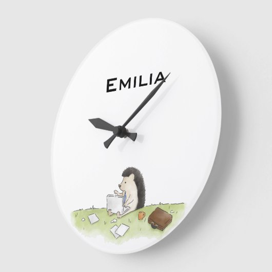 Niedlicher Igel Tier mit Computerfarbe Große Wanduhr (Winkel)