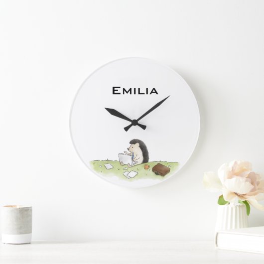 Niedlicher Igel Tier mit Computerfarbe Große Wanduhr (Zuhause)
