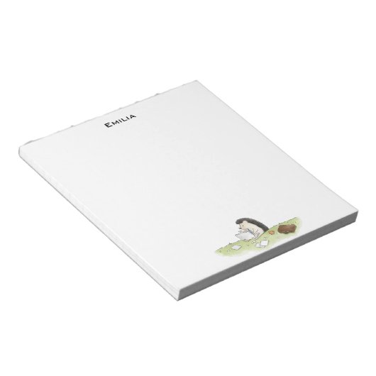 Niedlicher Igel Tier mit Computerfarben-Notebook Notizblock (angewinkelt)