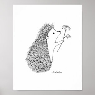 Niedlicher Igel Tinte Zeichnend Poster Woodland Ti