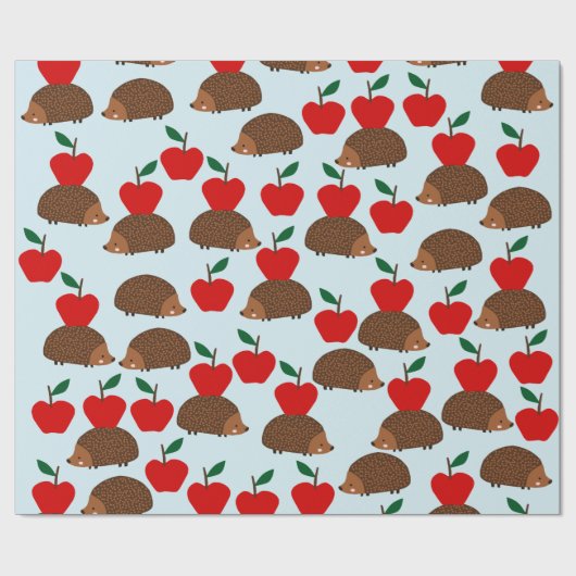 Niedlicher Igel und Äpfel Umschlagpapier Geschenkpapier (Flach)