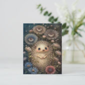 Niedlicher Igel und Blume Postkarte (Stehend Vorderseite)