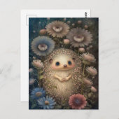 Niedlicher Igel und Blume Postkarte (Vorne/Hinten)