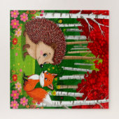 Niedlicher Igel und Fuchs in einem hellen Wald Puzzle (Horizontal)