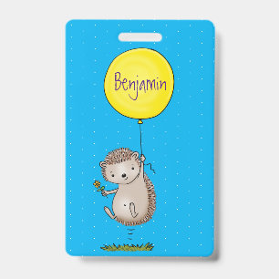 Niedlicher Igel und Muster des Cartoon in Ballon Ausweis