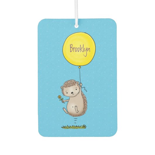 Niedlicher Igel und Muster des Cartoon in Ballon Autolufterfrischer (Vorderseite)