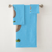Niedlicher Igel und Muster des Cartoon in Ballon Badhandtuch Set (Insitu)