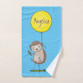 Niedlicher Igel und Muster des Cartoon in Ballon Badhandtuch Set (Handtuch)