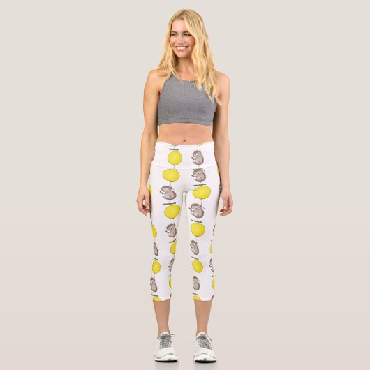 Niedlicher Igel und Muster des Cartoon in Ballon Capri Leggings (Vorderseite)