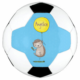 Niedlicher Igel und Muster des Cartoon in Ballon Fußball