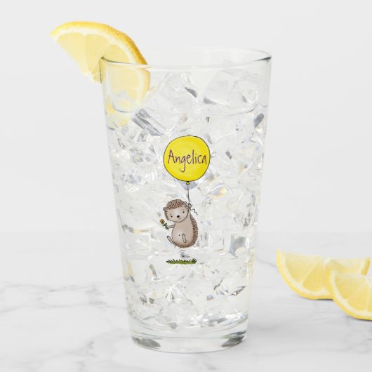 Niedlicher Igel und Muster des Cartoon in Ballon Glas (Vorderseite Ice)