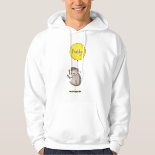 Niedlicher Igel und Muster des Cartoon in Ballon Hoodie