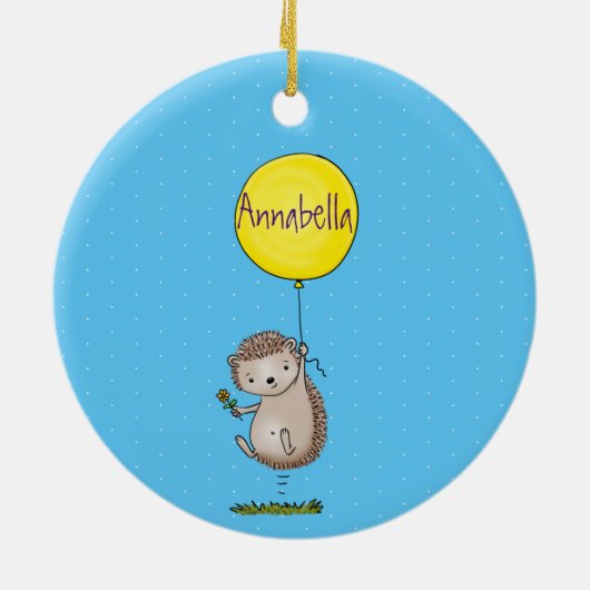 Niedlicher Igel und Muster des Cartoon in Ballon Keramik Ornament (Hinten)