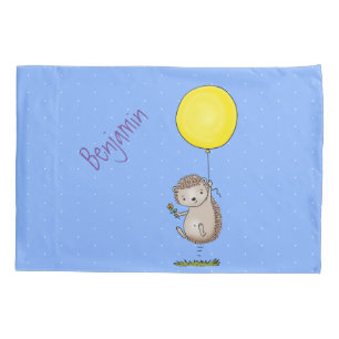 Niedlicher Igel und Muster des Cartoon in Ballon Kissenbezug